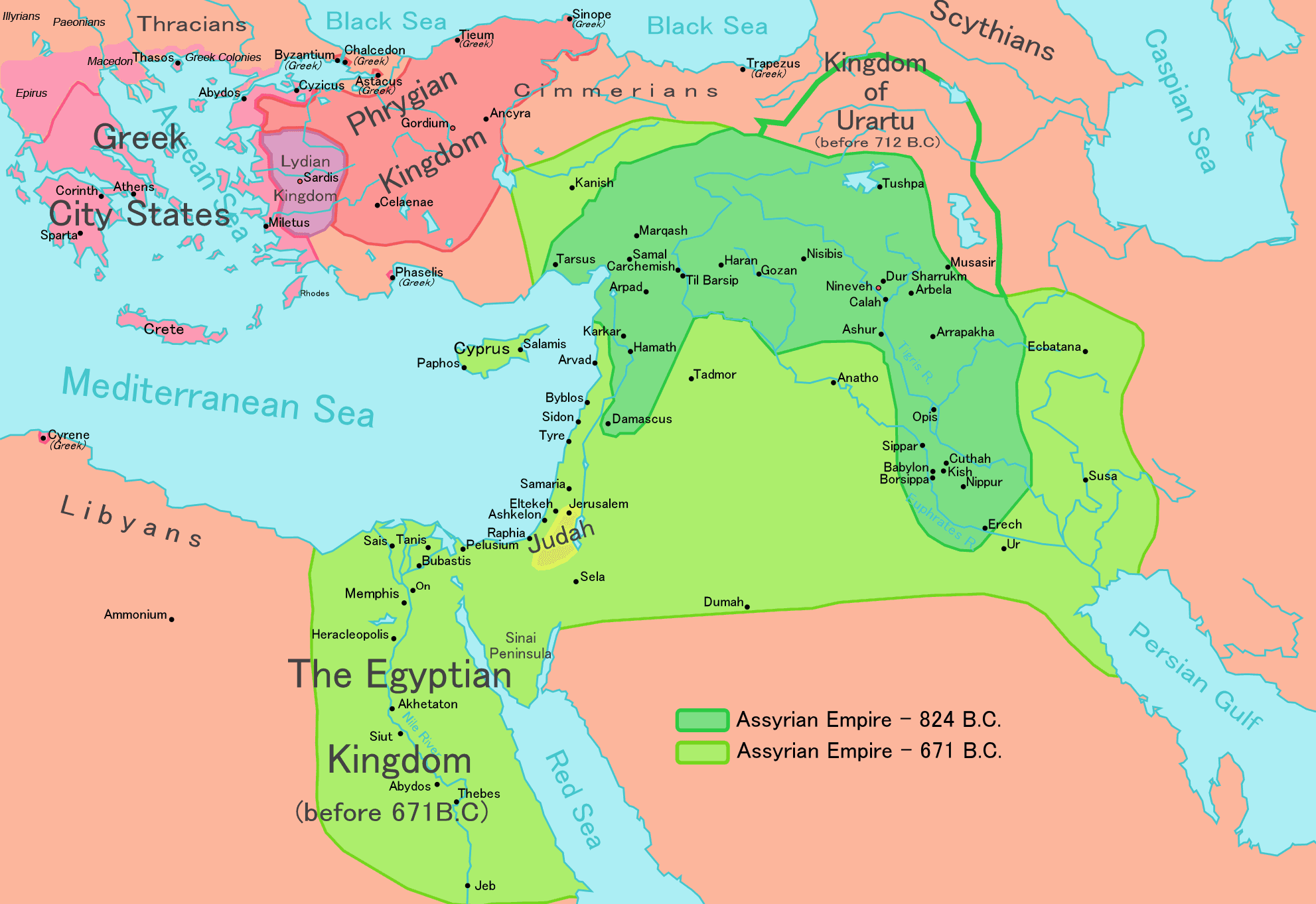 Map of the Neo-Assyrian Empire and its surrounding regions